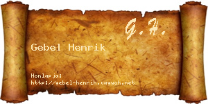 Gebel Henrik névjegykártya